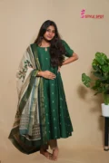Green Printed Panel Kurti Set