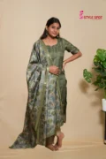 Sage Green Printed Straight Kurti Set