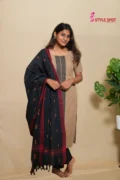Beige Printed Straight Kurti Set