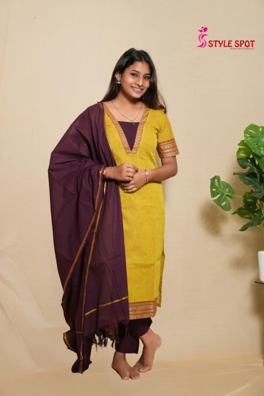 Mustard Yellow Straight Kurti Set