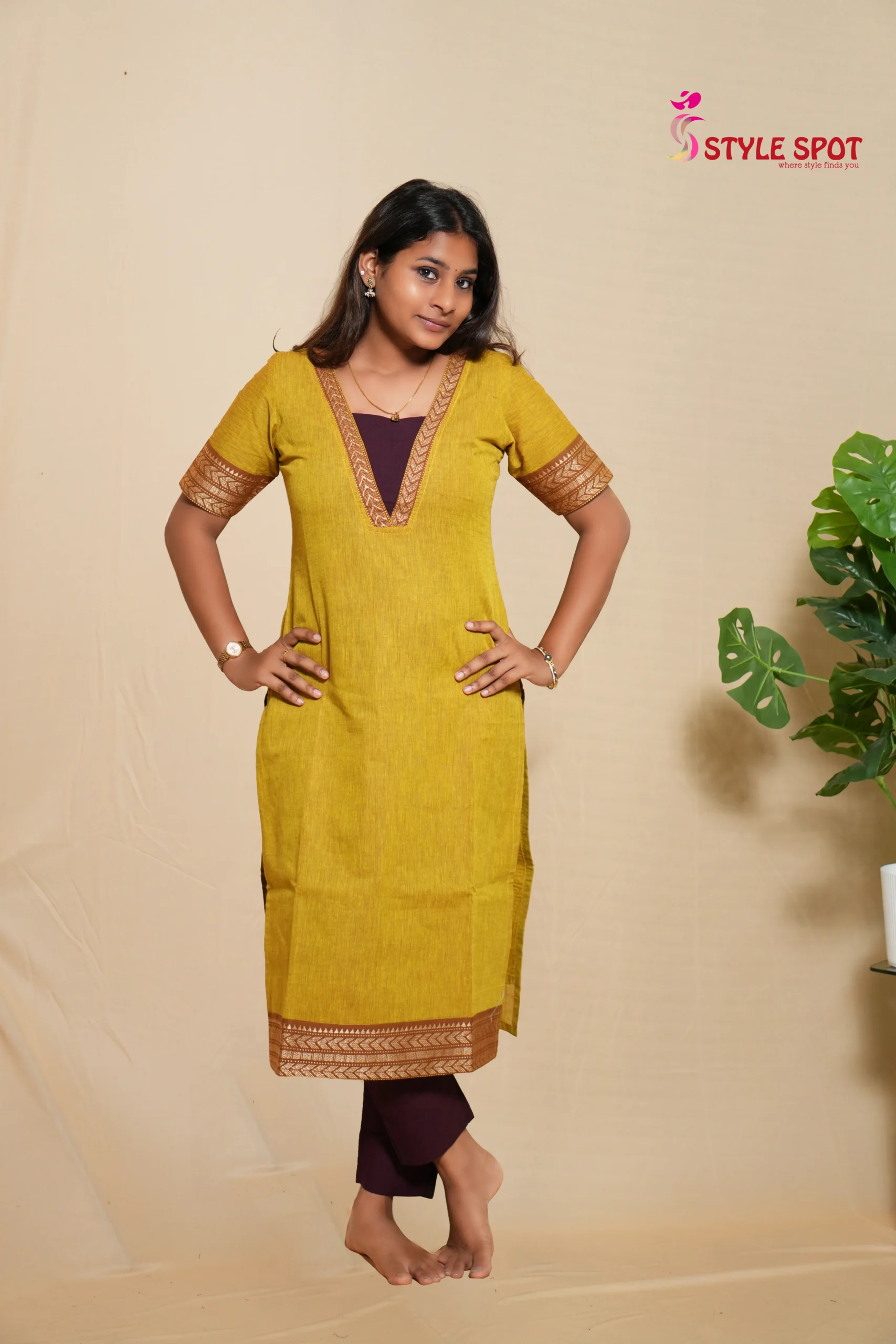 Mustard Yellow Straight Kurti Set - Image 2