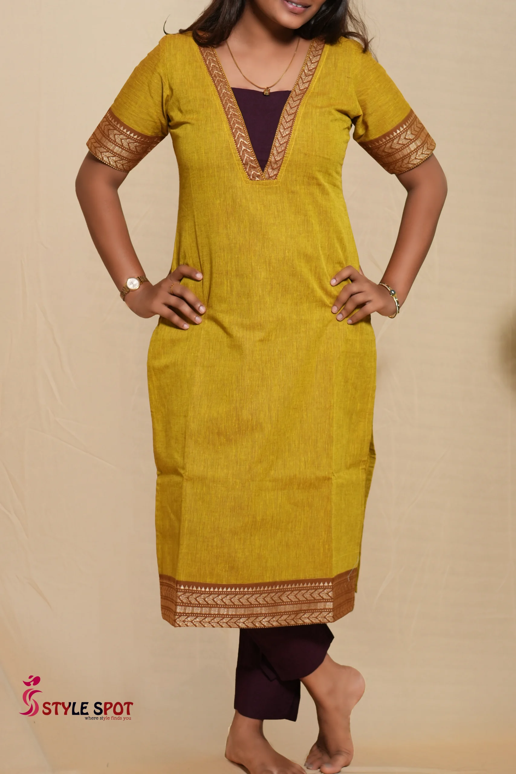 Mustard Yellow Straight Kurti Set - Image 3