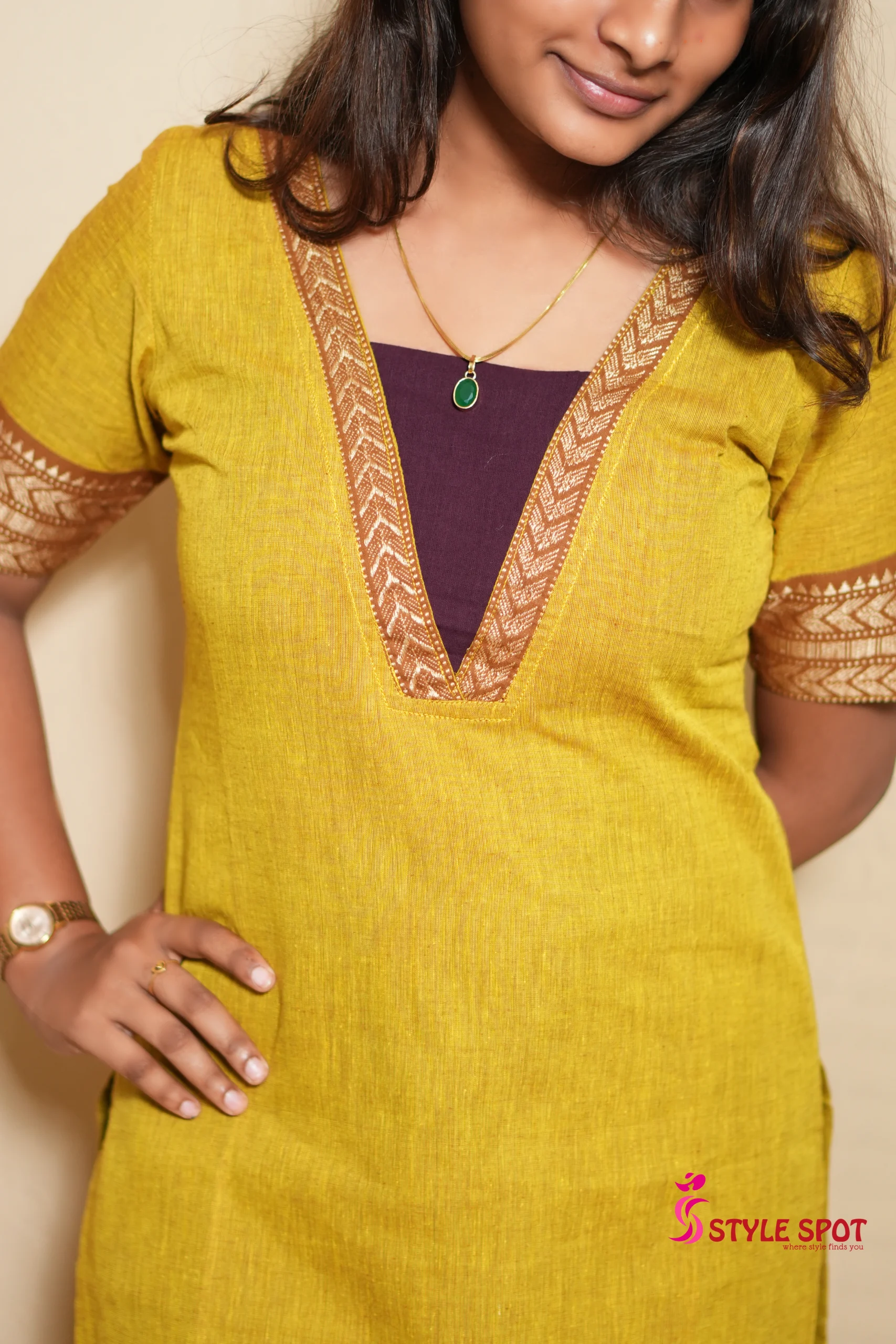 Mustard Yellow Straight Kurti Set - Image 5