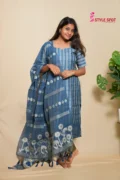 Blue Printed Panel Kurti Set